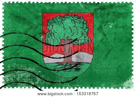 Flag Of Walbrzych, Poland, Old Postage Stamp