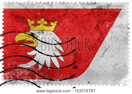 Flag Of Warmian-masurian Voivodeship, Poland, Old Postage Stamp