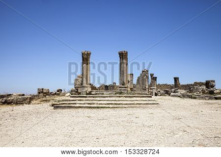 Ruins of city Volubilis, Roman city, Morocco, ancient capital of the kingdom of Mauretania.