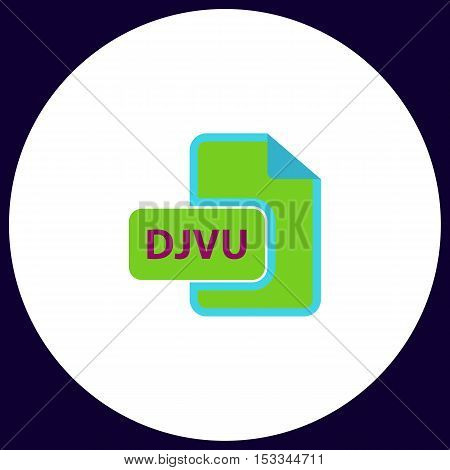 DJVU Simple vector button. Illustration symbol. Color flat icon