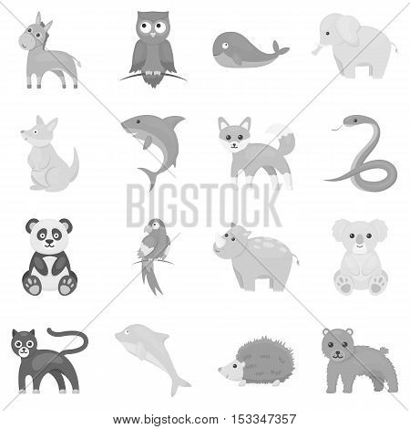 Animals set icons in monochrome style. Big collection of animals vector symbol stock