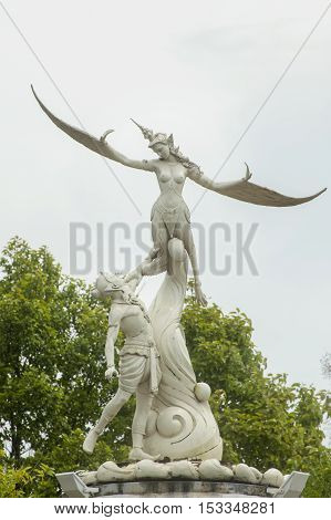Statue of kinnaree in Trang province southern Thailand