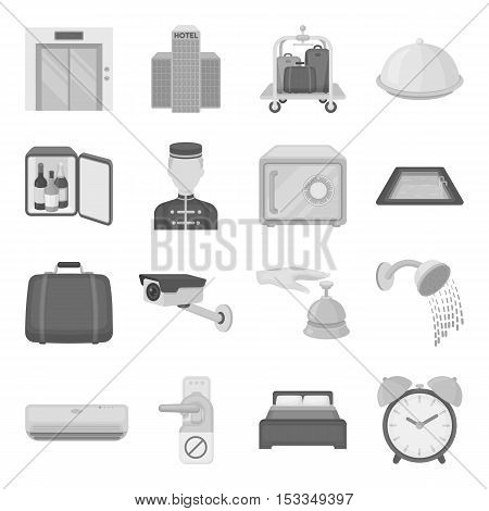 Hotel set icons in monochrome style. Big collection of hotel vector symbol stock
