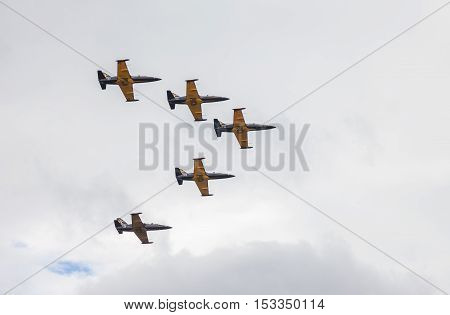 SAMARA RUSSIA - SEPTEMBER 11 2016: The aviation aerobatics team 