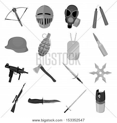 Weapon set icons in monochrome style. Big collection of weapon vector symbol stock