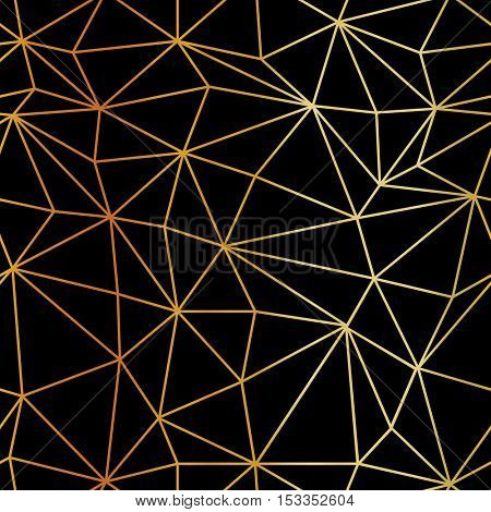 Golden triangle wireframe pattern. Seamless background