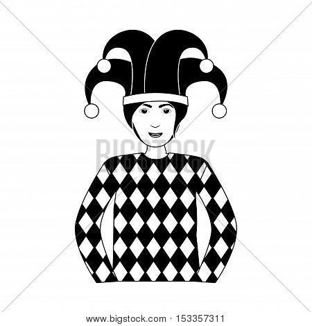 silhouette gambling jocker character icon over white background. vector illustration