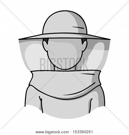 Beekeeper icon in monochrome style isolated on white background. Apiary symbol vector illustration