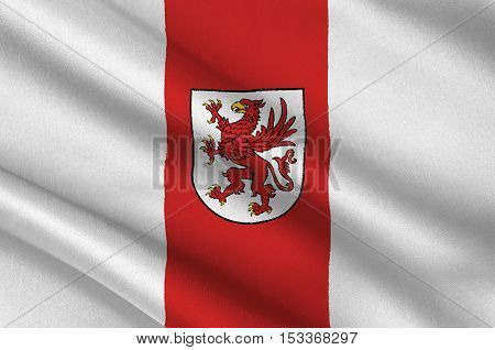 Flag of West Pomeranian Voivodeship or West Pomerania Province in northwestern Poland. 3d illustration