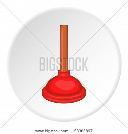 Red cup plunger icon. Cartoon illustration of red cup plunger vector icon for web