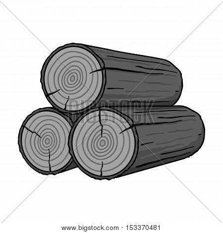 Stack of logs icon in monochrome style isolated on white background. Sawmill and timber symbol vector illustration.