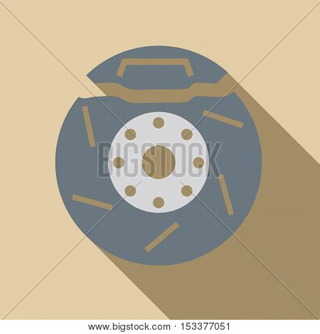 Brake disc icon. Flat illustration of brake disc vector icon for web isolated on beige background