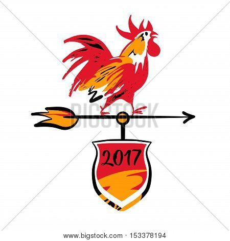Free Hand Drawn Vector Illustration Rooster Weather Vane. Image