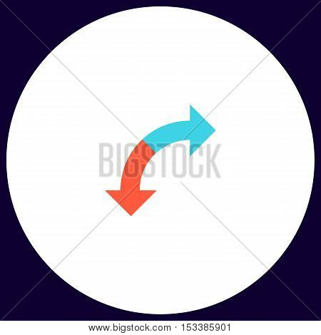 U-Turn Simple vector button. Illustration symbol. Color flat icon