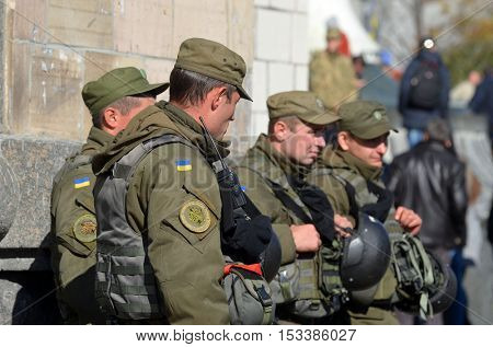 Ukrainian nazionalists celebrate the Day of OUN-UPA (Organisation of Ukrainian Nazionalists - Ukrainian Peoples Army). October 14,2016,Kiev, Ukraine