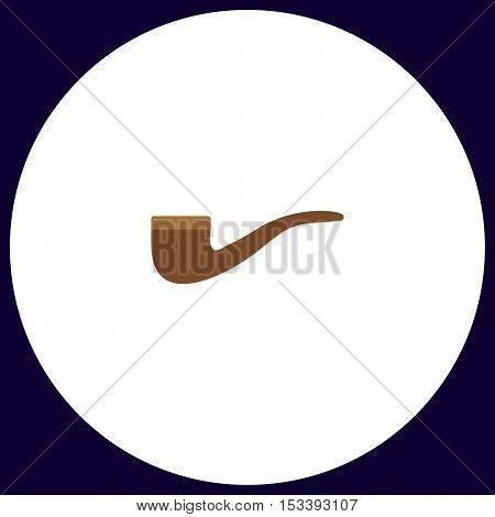 Tobacco pipe Simple vector button. Illustration symbol. Color flat icon