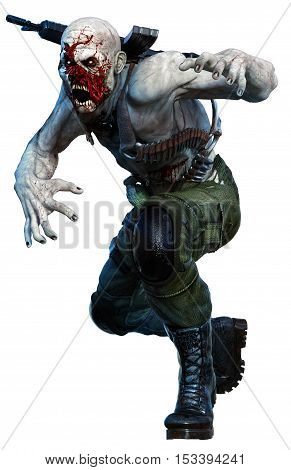 Zombie in army clothing moving in to attack