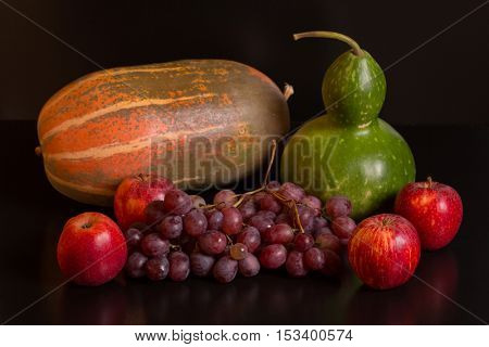 fruits on a dark background, studio picture