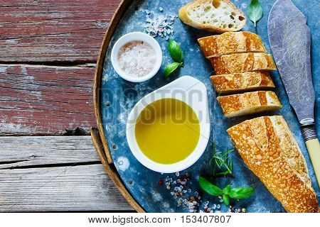 Baguette, Olive Oil And Basil