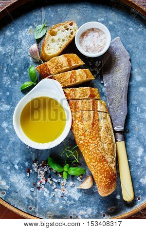 Baguette, Olive Oil And Basil