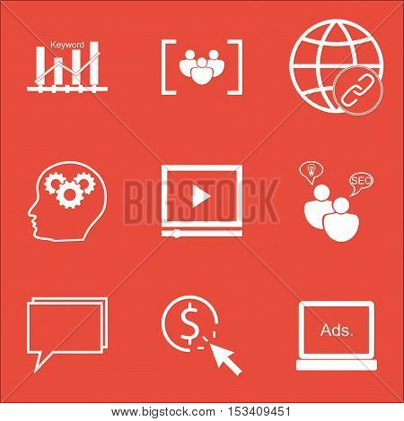 Set Of Marketing Icons On Conference, Video Player And Connectivity Topics. Editable Vector Illustra