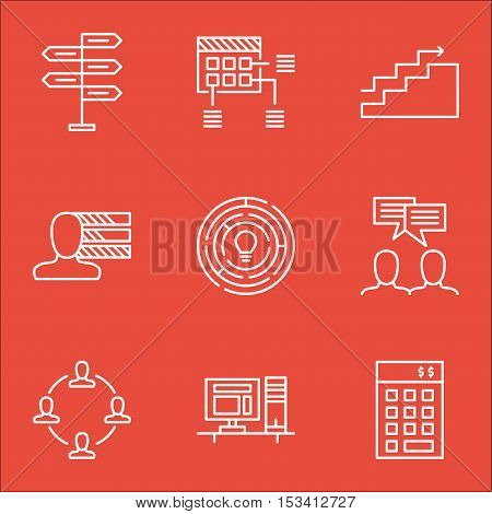 Set Of Project Management Icons On Personal Skills, Discussion And Innovation Topics. Editable Vecto