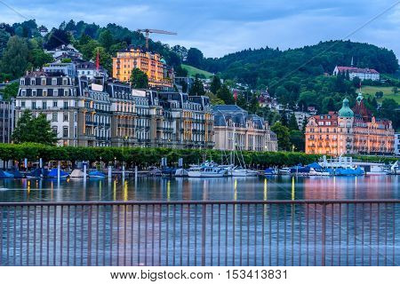 Night view of Lucerne, Switzerland.