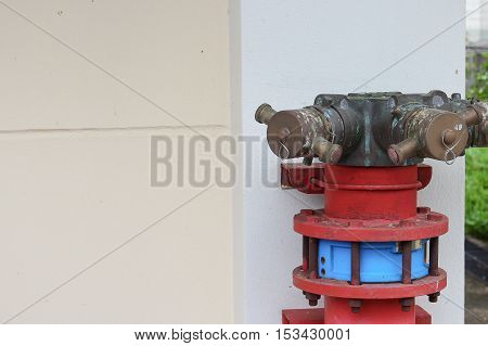 plumbing fire hydrant in a metal line wall fireplug with valves