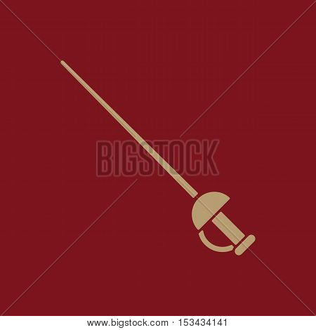 The sword icon. Epee symbol. Flat Vector illustration