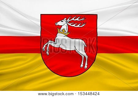 Flag of Lublin Voivodeship or Lublin Province in southeastern Poland. 3d illustration