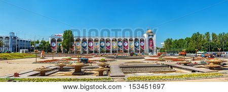 Bishkek, Kyrgyzstan - August 11, 2016: View of Ala-Too Square, the central square of Bishkek. The square was built in 1984 to celebrate the 60th anniversary of the Kyrgyz SSR
