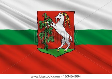 Flag of Lublin city in Lublin Voivodeship in southeastern Poland. 3d illustration