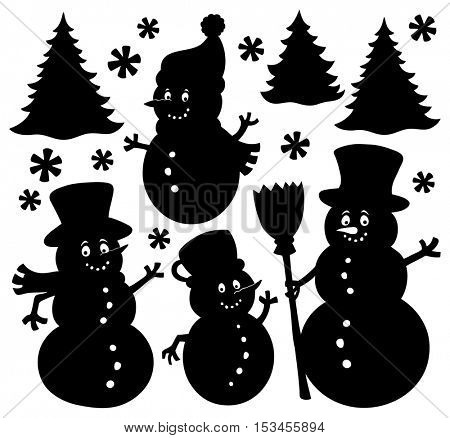 Snowmen silhouettes theme set 1 - eps10 vector illustration.