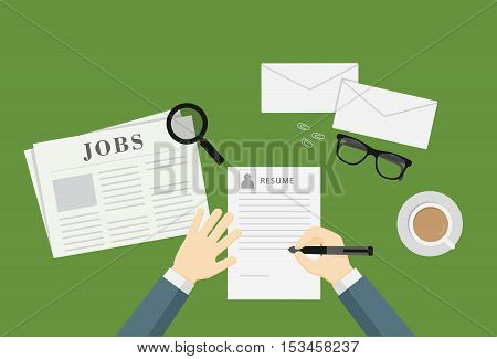 People Writing A Resume To Apply Job Vacancy