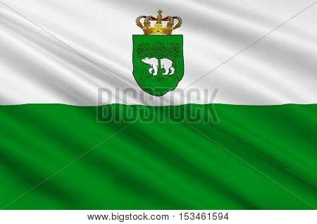 Flag of Chelm city in Lublin Voivodeship in southeastern Poland. 3d illustration