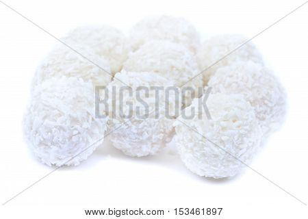 Isolated group of coconut cookies on white background