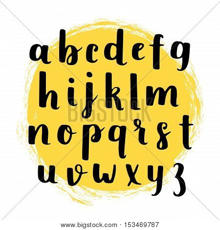 Vector Hand Drawn Alphabet. Brush Painted Letters...handwritten Script Alphabet. Hand Lettering And