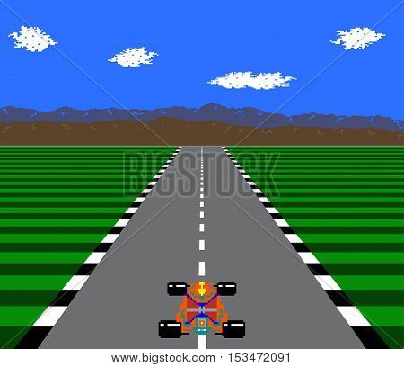 8-Bit Pixel Retro Race Game . vector illustration