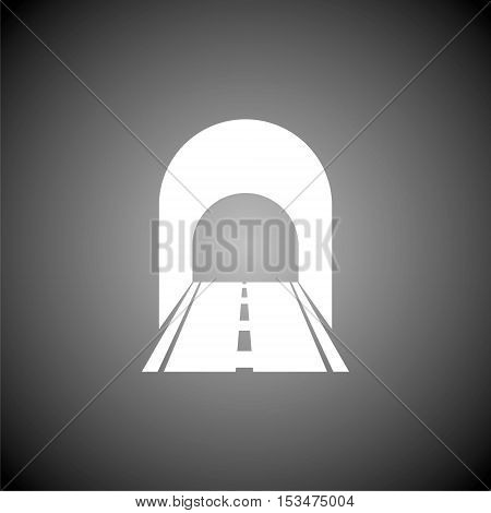 Road with tunnel icon on gray background