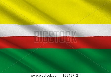 Flag of Lubusz Voivodeship or Lubuskie Province in western Poland. 3d illustration