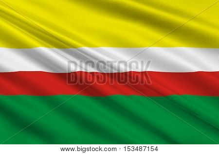 Flag of Lubusz Voivodeship or Lubuskie Province in western Poland. 3d illustration