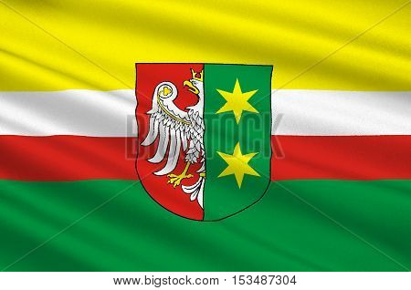 Flag of Lubusz Voivodeship or Lubuskie Province in western Poland. 3d illustration
