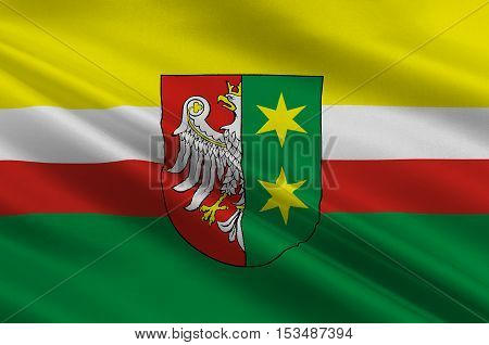 Flag of Lubusz Voivodeship or Lubuskie Province in western Poland. 3d illustration