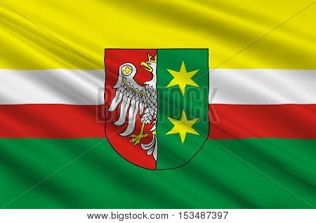 Flag of Lubusz Voivodeship or Lubuskie Province in western Poland. 3d illustration