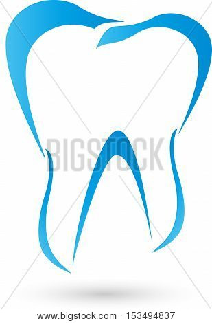 Tooth in blue, dentistry and dentist logo