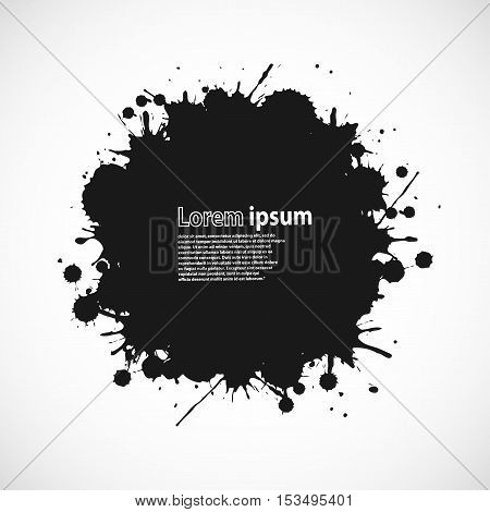 Grunge black ink splash background. Vector Illustration