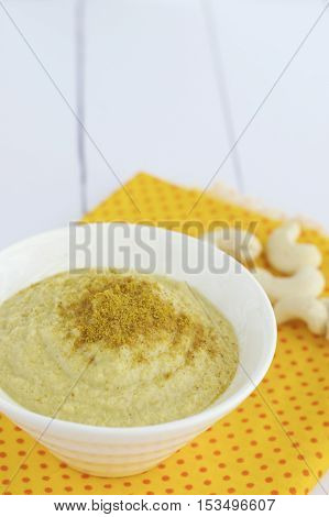 Homemade cashew curry sauce as dip or spread