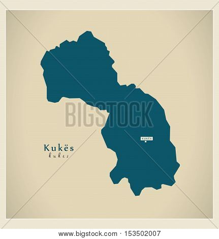 Modern Map - Kukes AL Albania vector