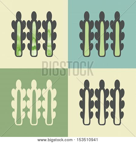 Vector outline asparagus food icon with watercolor fill. Elements for mobile concepts and web apps. Modern infographic logo and pictogram.