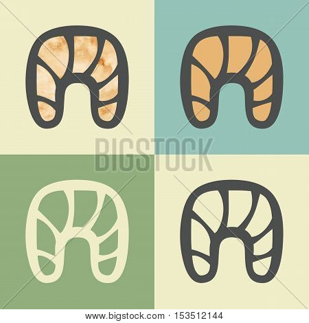 Vector outline bread loaf food icon with watercolor fill. Elements for mobile concepts and web apps. Modern infographic logo and pictogram.